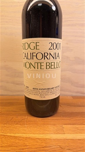 AVA kaliforniane Santa Cruz Mountains Ridge Monte Bello 2001