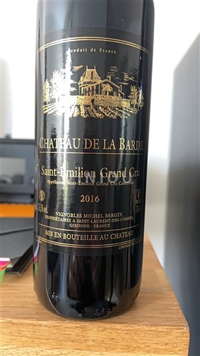 Bordo Сент-Емилион Гранд Кру Château La Barde 2016