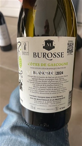 Verërat Blanc sec Burosse 2024 Francë Jugperëndim Bregdeti i Gasconisë IGP