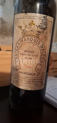 Bordo Margaux Grand Cru Château Marquis d'Alesme Becker 1998