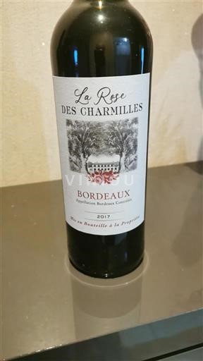 Verërat Rouge sec La Rose des Charmilles 2017 Francë Bordoja Bordo AOC