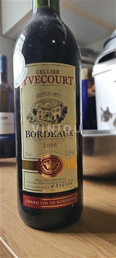 Vinos Rouge sec Cellier d'Yvecourt 2006 Francia Burdeos Bordeaux AOC