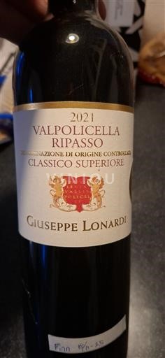 Verërat Rouge sec Ripasso Classico Superiore Giuseppe Lonardi 2021 Itali Venecia E paspecifikuar DOC