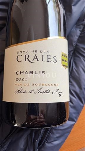 Viner Blanc sec Domaine Craies 2023 Frankrike Burgund Chablis AOC