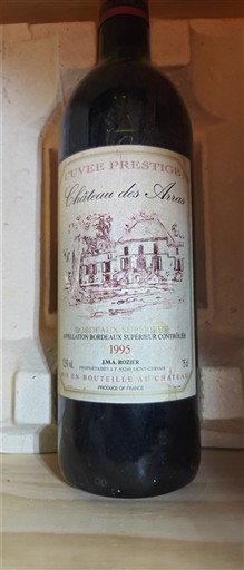 Viner Rouge sec Cuvée Prestige Château Aras 1995 Frankrike Bordeaux Bordeaux supérieur AOC