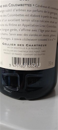 Rhônedalen Lirac Cellier des Chartreux des Colombettes Ikke-årgang