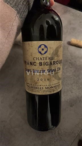 Вина Rouge sec Château Franc Bigaroux 2016 Francuska Bordo Сент-Емилион Гранд Кру AOC