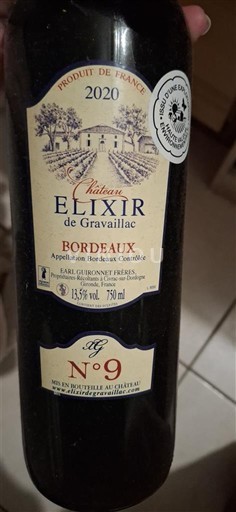 Bordeaux Château Elixir de Gravailac N°9 2020