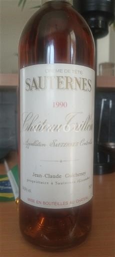Вина Blanc liquoreux Crème de Tête Château Trillon 1990 Франція Бордо Сотерн AOC