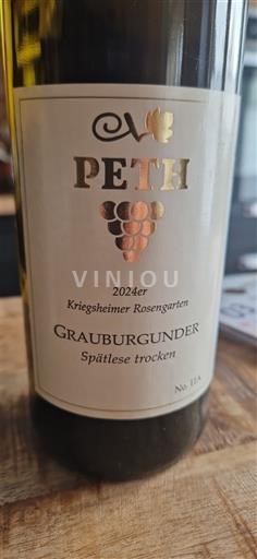 Viner Blanc sec Kriegshheimer Rosengarten Peth 2024 Tyskland Rheinhessen