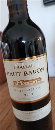 Вина Rouge sec Château Haut Baron 2019 Francuska Bordo Haut-Médoc AOC