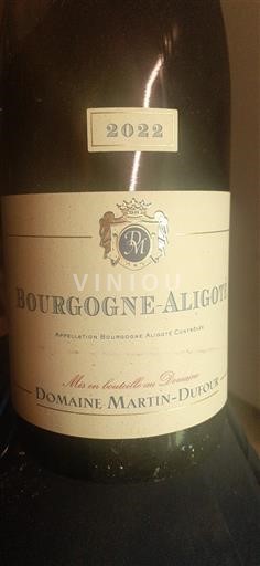 Burgundija Burgundija-aligote Domaine Martin-Dufour 2022