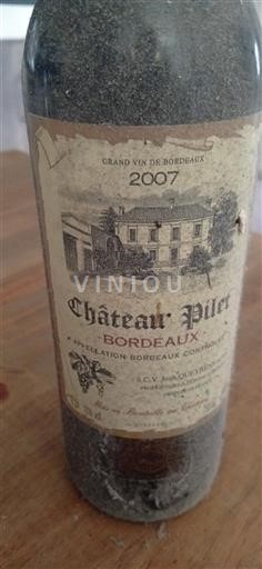 Wines Rouge sec Château Piler 2007 France Bordeaux AOC