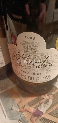 Viner Rouge sec Vieilles Vignes Clendière 2023 Frankrike Rhônedalen Côtes-du-rhône AOC