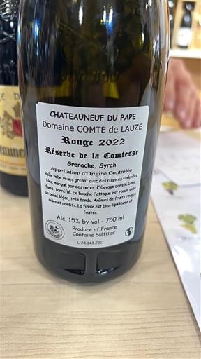 Vinhos Rouge sec Réserve de la Comtesse Domaine Comte de Lauze 2022 França Vale do Ródano Châteauneuf-du-Pape AOC