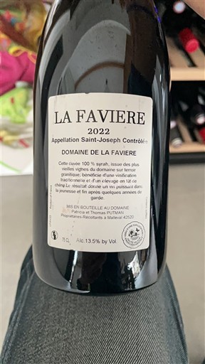 Vin Rouge sec La Faviere Domaine La Favière 2022 France Vallée du Rhône Saint-Joseph AOC
