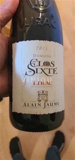 Vinhos Rouge sec Clos de sixte Alain Jaume & Fils 2015 França Vale do Ródano Lirac AOC