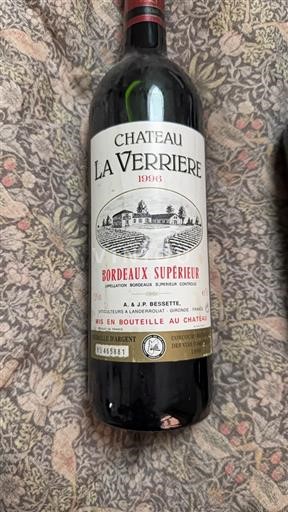 Bordoja Bordeaux Supérieur Château La Verrière 1996