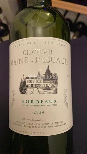 Verërat Blanc sec Château Maine-Pascaud 2024 Francë Bordoja Bordo AOC