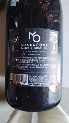 Rượu vang Rouge sec Insoumis Masonésime 2021 Pháp Languedoc Faugères AOC