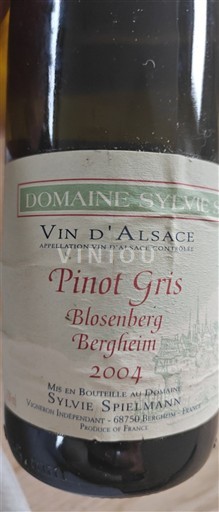 Viner Blanc sec Blosenberg Bergheim Domaine Sylvie Spielmann 2004 Frankrike Alsace Vin de France