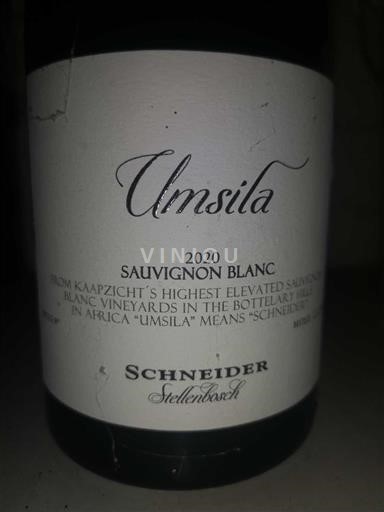 Wijnen Blanc sec Umsila Schneider 2020 Zuid-Afrika Kuststreek Stellenbosch