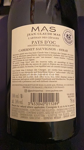 Linguadoca e Rossiglione Paese d'Oc Jean-Claude Mas L'Artisan des Cépages Senza annata