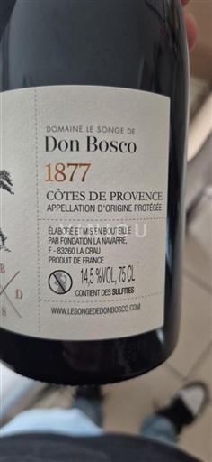 Wines Rouge sec Domaine Le Songe de Don Bosco 2023 France Provence Côtes-de-Provence AOC