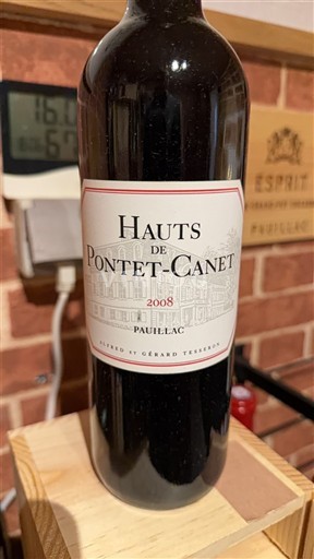 Verërat Rouge sec Hauts de Pontet-Canet 2008 Francë Bordoja Pauillac AOC