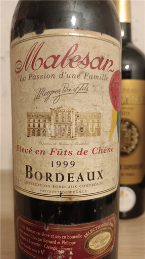 Bordo Château Prieure Malesan Malesan Bordeaux la Passion d une famille 1999 1999
