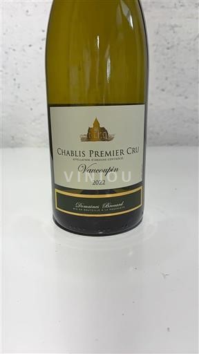 Vin Blanc sec Vaucoupin Domaine Brocard 2022 France Bourgogne Chablis AOC Premier Cru