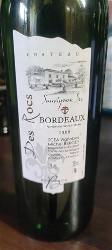 Bordoja Bordo Château Rocs Sauvignon Sec 2008