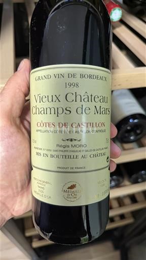 Вина Rouge sec Château Vieux Château Champs de Mars 1998 Francuska Bordo Nespecificirano AOC