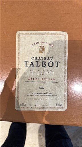 Bordoja Saint-Julien Château Talbot 1989