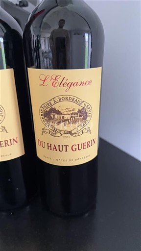Vina Rouge sec L'Élégance Du Haut Guerin 2021 Francija Bordeaux Côtes-de-bourg AOC