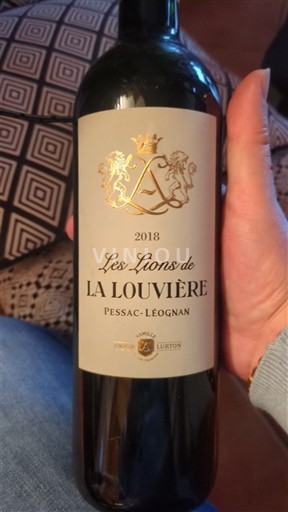 Viner Rouge sec Les Lions de La Louvière La Louvière 2018 Frankrike Bordeaux Pessac-Léognan AOC