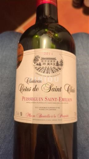 Viinit Rouge sec Château Côtes de Saint Clair 2011 Ranska Bordeaux Puisseguin-Saint-Émilion AOC
