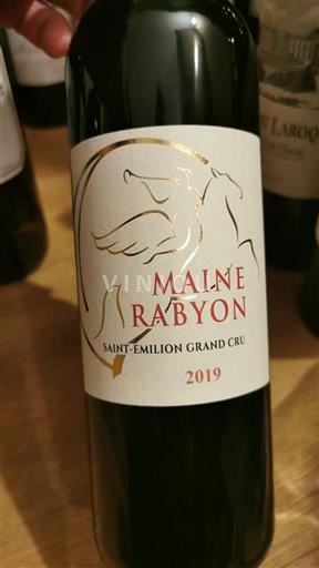 Viner Rouge sec Maine Rabyon 2019 Frankrike Bordeaux Saint-Émilion Grand Cru AOC Grand Cru