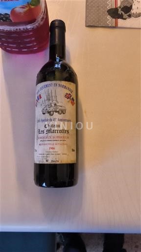 Bordeaux Bordeaux supérieur Château Les Marottes Spéciale 50e Anniversaire Débarquement en Normandie 1986