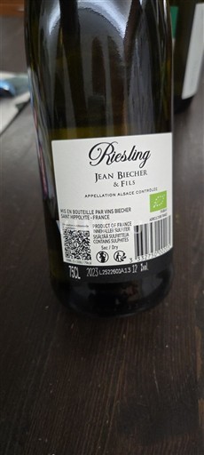 Viinit Blanc sec Jean Biecher & Fils 2023 Ranska Alsace Vin de France