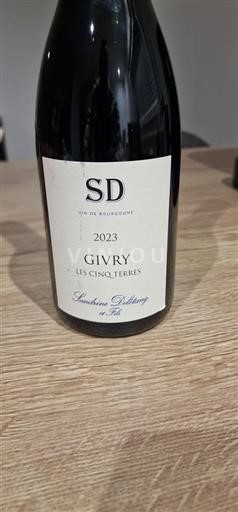 Vina Rouge sec Les Cinq Terres Sandrine Dillery et Fils 2023 Francija Burgundija Givry AOC