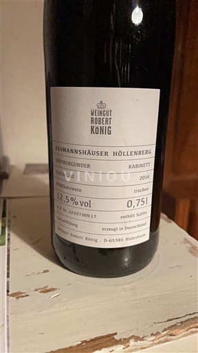 Rheingau Weingut Robert König Assmannshäuser Höllenberg Spätburgunder Kabinett 2016