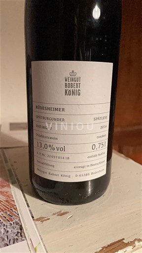 Rheingau Weingut Robert König Rüdesheimer Spätburgunder Spätlese 2016