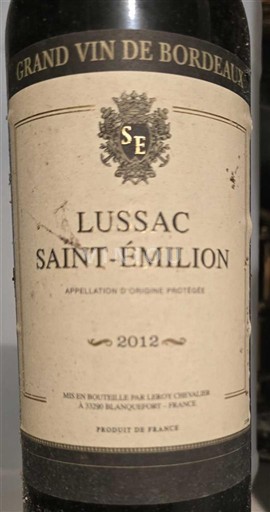 Bordeaux Lussac-saint-émilion Leroy Chevalier 2012