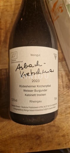 Rheingau Asbach-Kretschmar Rüdesheimer Kirchenpfad Weisser Burgunder Kabinett trocken 2023