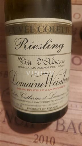 Vin Blanc sec Cuvée Colette Domaine Weinbach 2016 France Alsace Vin de France