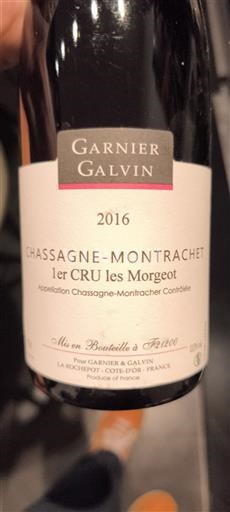 Burgundi Chassagne-montrachet Premier Cru Garnier & Galvin 1er Cru Les Morgeot 2016
