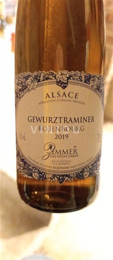 Viner Blanc sec Rosenbourg Rammer 2019 Frankrike Alsace Gewurztraminer AOC