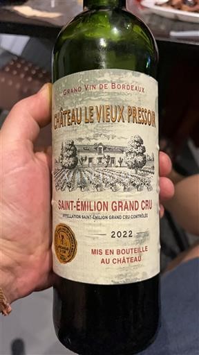 Bordeaux Saint-Émilion Grand Cru Grand Cru Château Le Vieux Pressior 2022