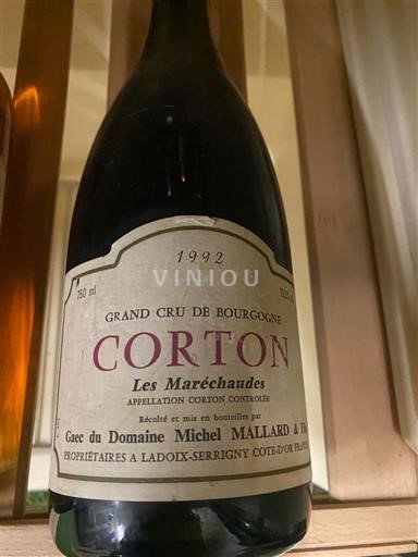 Viner Rouge sec Les Maréchaudes Domaine Michel Mallard & Fils 1992 Frankrike Burgund Corton AOC Grand Cru